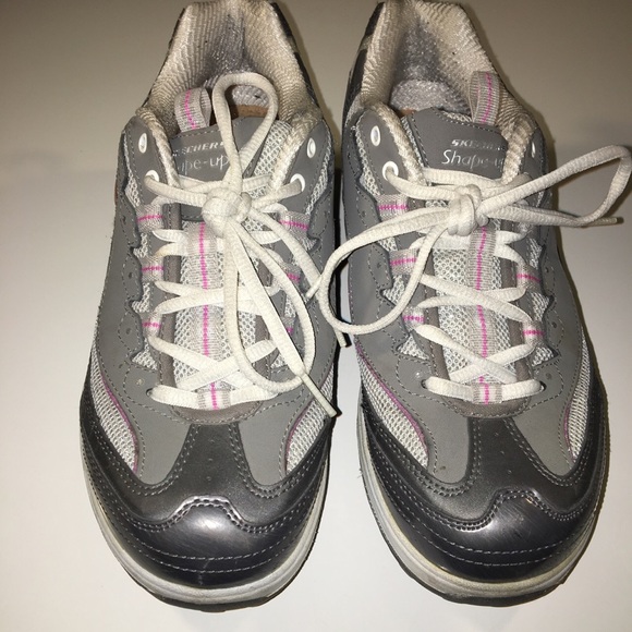 Shoes - Silver + Pink Sketchers Shape-Ups Shoes - Silver + Pink Sketchers Shape-Ups