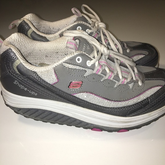 Shoes - Silver + Pink Sketchers Shape-Ups Shoes - Silver + Pink Sketchers Shape-Ups