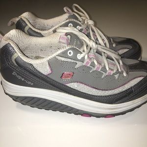 Shoes - Silver + Pink Sketchers Shape-Ups Shoes - Silver + Pink Sketchers Shape-Ups