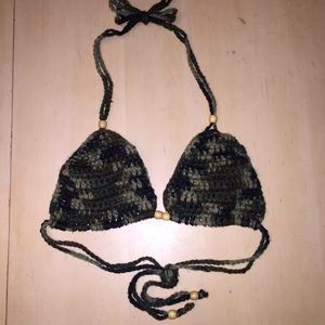 Woven camo bikini top