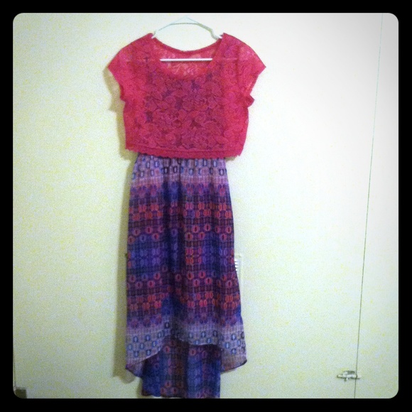 High-low pink and purple girls dress