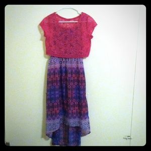 High-low pink and purple girls dress