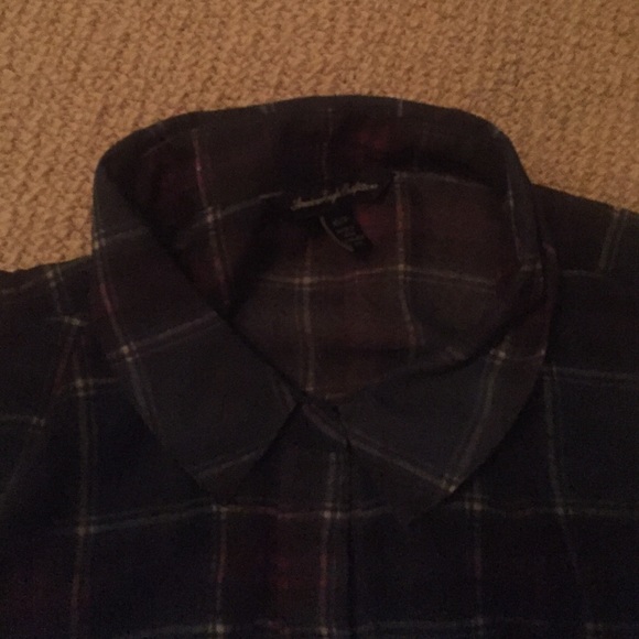 American Eagle peplum flannel sheer blouse - Picture 2 of 4