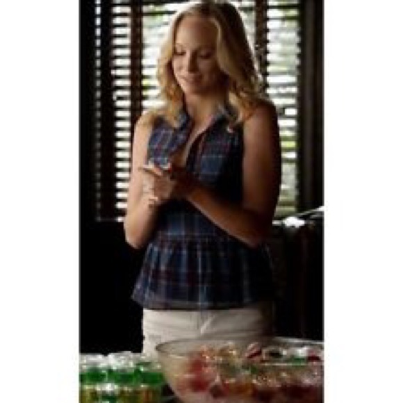 American Eagle peplum flannel sheer blouse - Picture 3 of 4