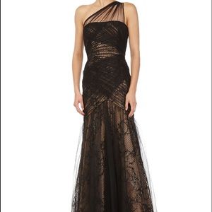 Monique Lhuillier tulle one shoulder gown