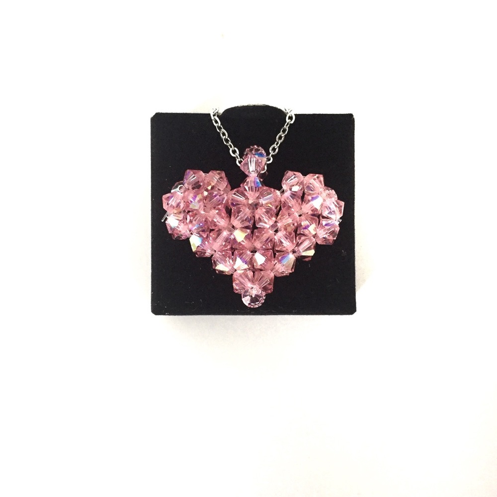 Swarovski beaded heart necklace AB Beads