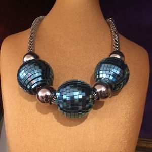 Funky blue disco necklace