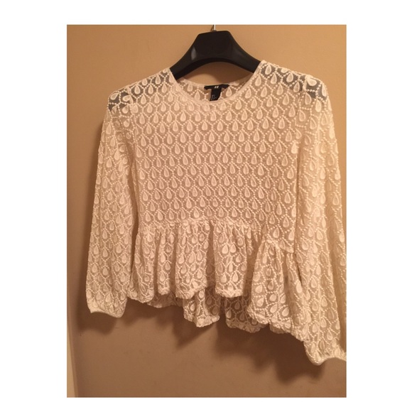 See-thru white peplum top - Picture 1 of 4