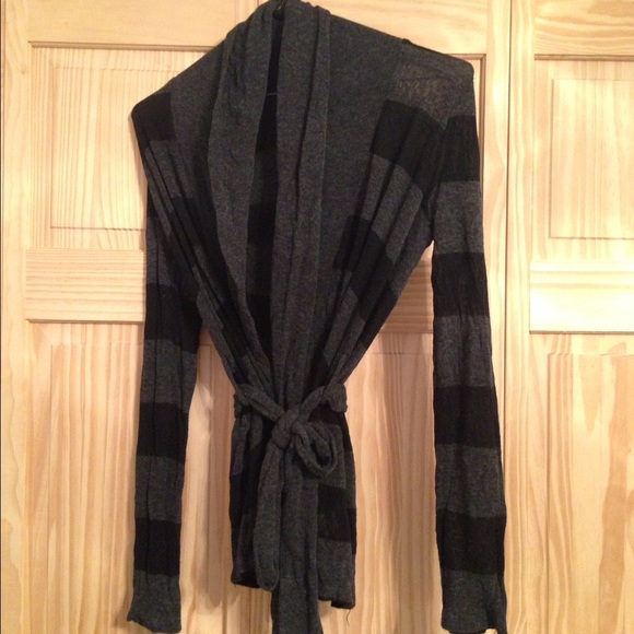 Black and Gray Striped Cardigan
