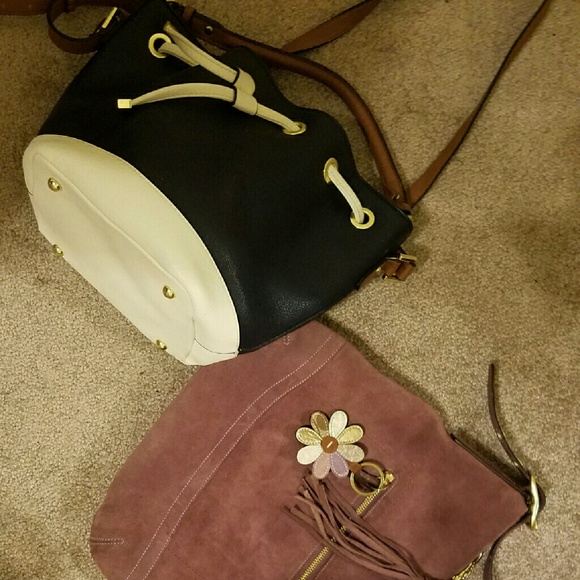 2 purses. Pink Suede Coach purse & bucket purse