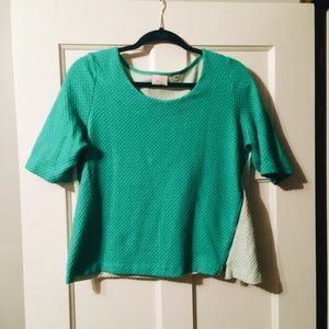 Anthropologie 9-H15 STCL green side zip shirt L