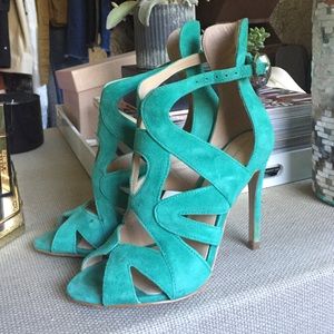Zara green / teal suede heels size 36