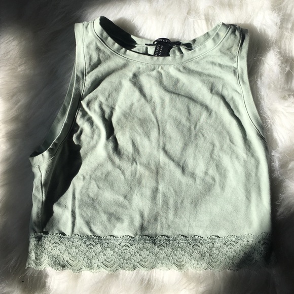 Mint green crop top. - Picture 2 of 3