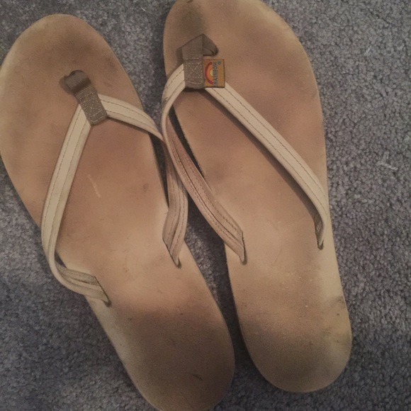 Thin strap ivory rainbow sandals