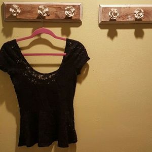 Peplum black lace top