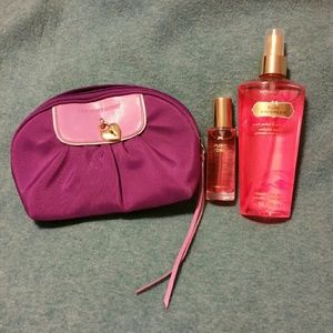 Bundle of Victoria's  Secret sprays and makeup bag