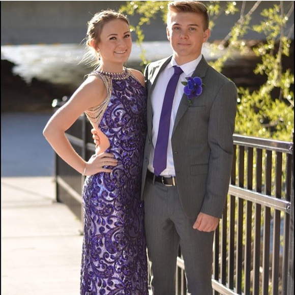 Size 2-4 purple sequin prom dress