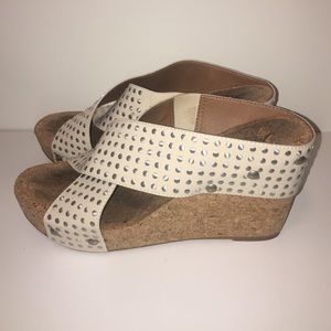 Lucky brand cork beige wedges