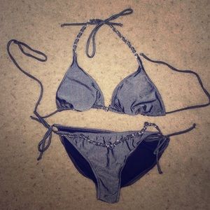 Charcoal bikini with chain detailing