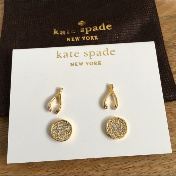 Kate Spade Wishbone and Sparkly Circle Earring Set