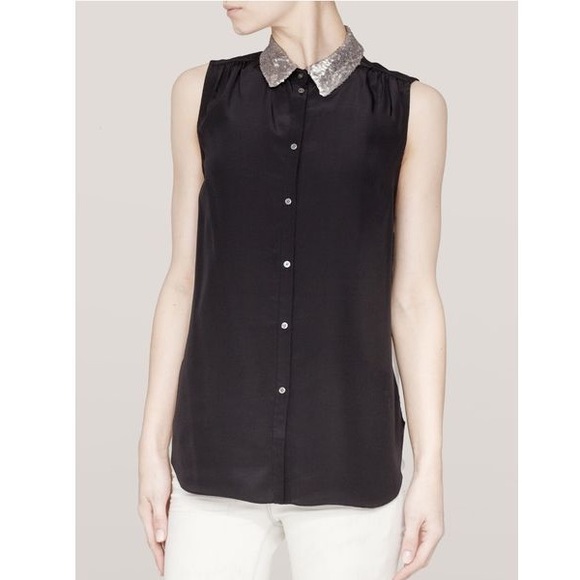 Elizabeth and James sleeveless tuxedo button down - Picture 1 of 4