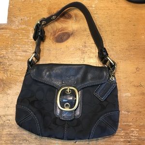 Small Canvas and Leather Coach Bag