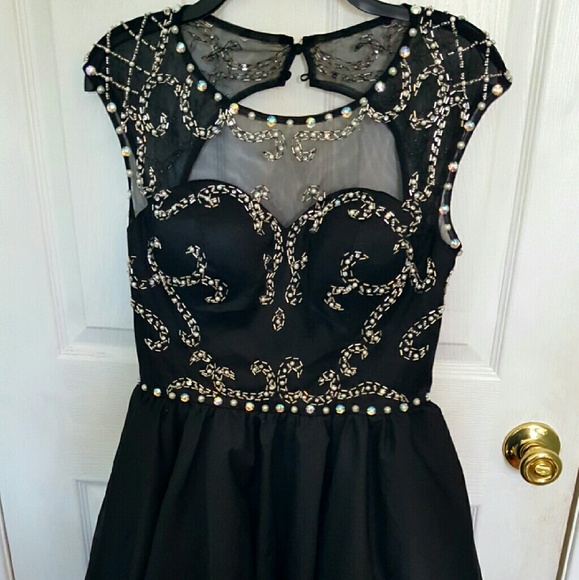 Chi Chi London Black studed Homecoming Dress