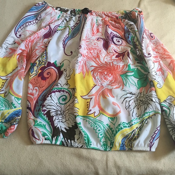 Aqua off the shoulder top, long sleeves