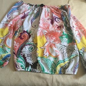 Aqua off the shoulder top, long sleeves