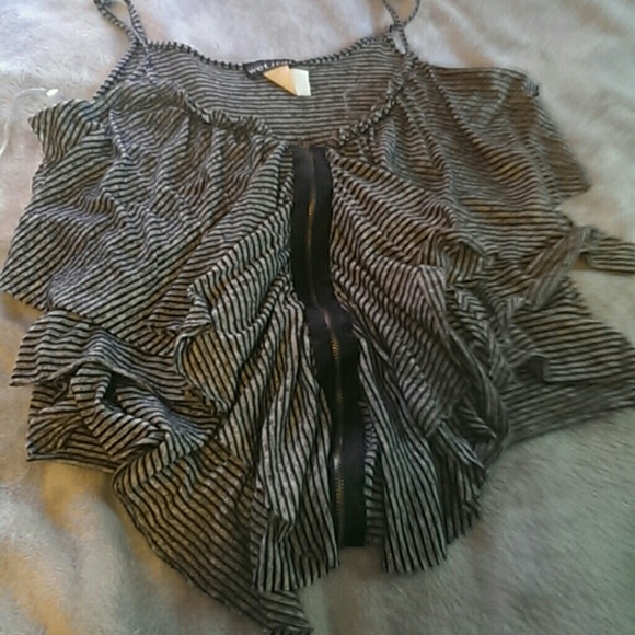 Ruffles Zipped Crop Top Grunge Edgy