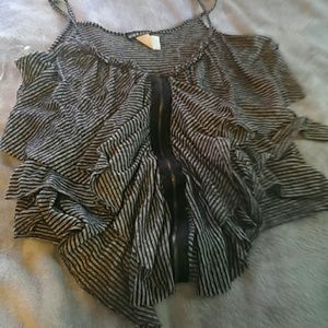 Ruffles Zipped Crop Top Grunge Edgy