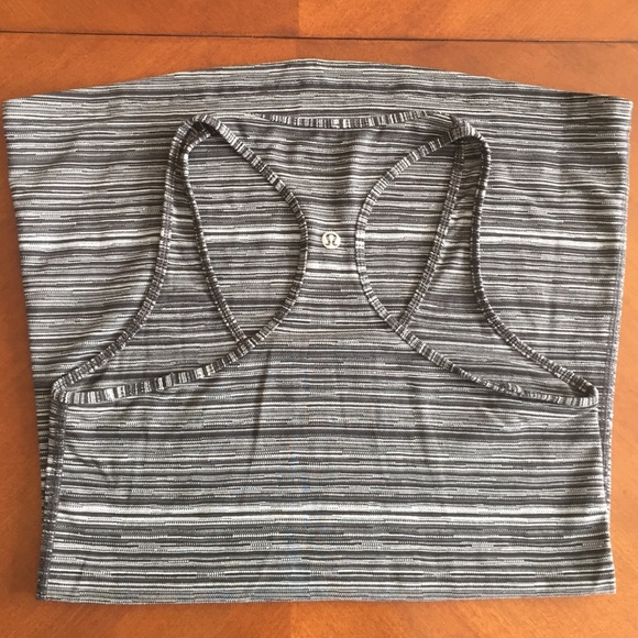 Size 8 striped grey lululemon cool razorback tank