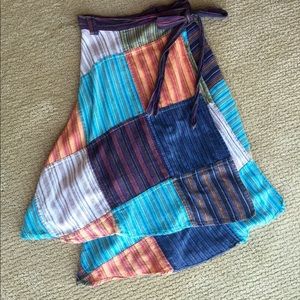 Patch work wrap skirt