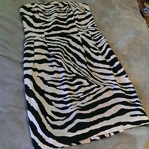 Express Zebra Party Strapless Dress