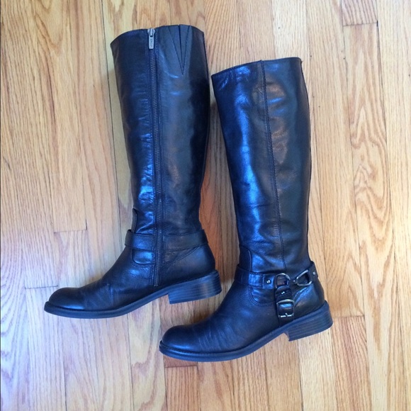 Enzo Angiolini Saul Riding Boots, Black Leather