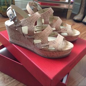 Donald Pliner natural cork wedge NEVER worn