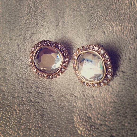 Beautiful White Stone with Halo Statement Earrings