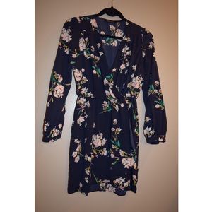 Long Sleeved Floral Wrap Dress