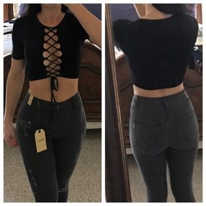 Brand new tie up front crop top