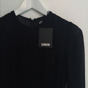 Reformation Black Locket Dress XS, Long Sleeve