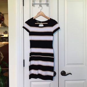 Bebe Cap Sleeve Striped Bodycon Dress