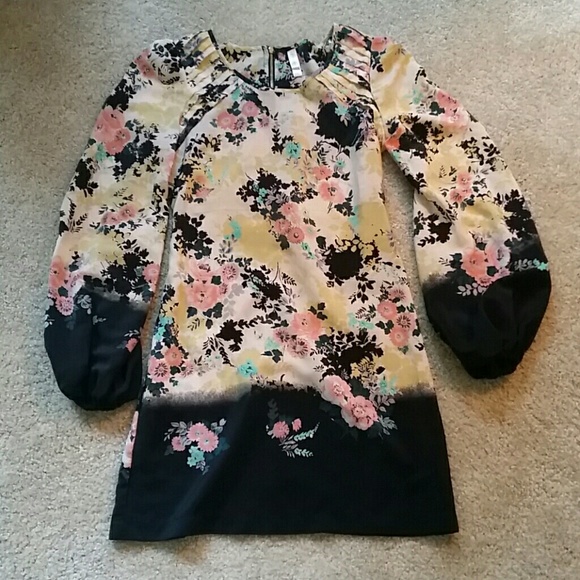 Floral silk shift dress