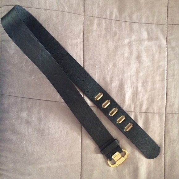Michael Kors Black & Gold Leather Belt