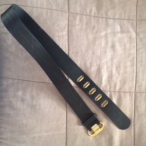 Michael Kors Black & Gold Leather Belt