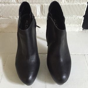 Hot Aldo Platform Black Leather Ankle Boots