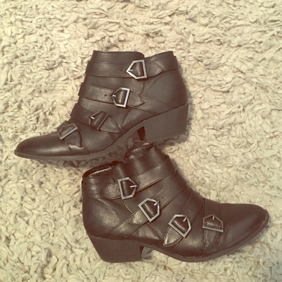 Black buckle booties