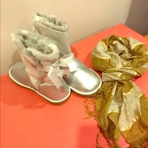 Silver Boots and scarf
