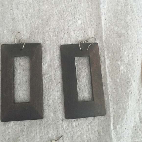 Wooden rectangle lightweight earrings