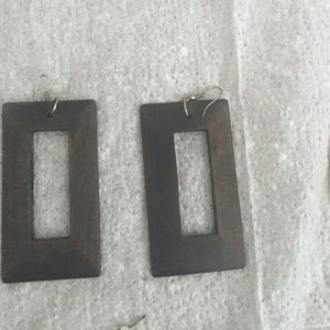 Wooden rectangle lightweight earrings