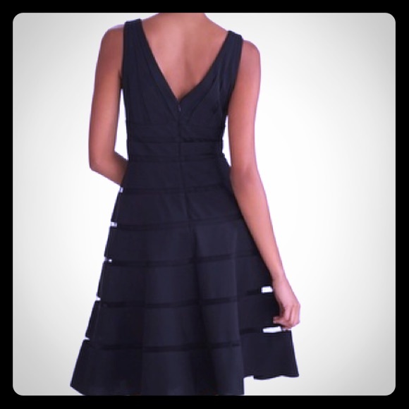 WHBM Black Shadow Stripe Party Dress